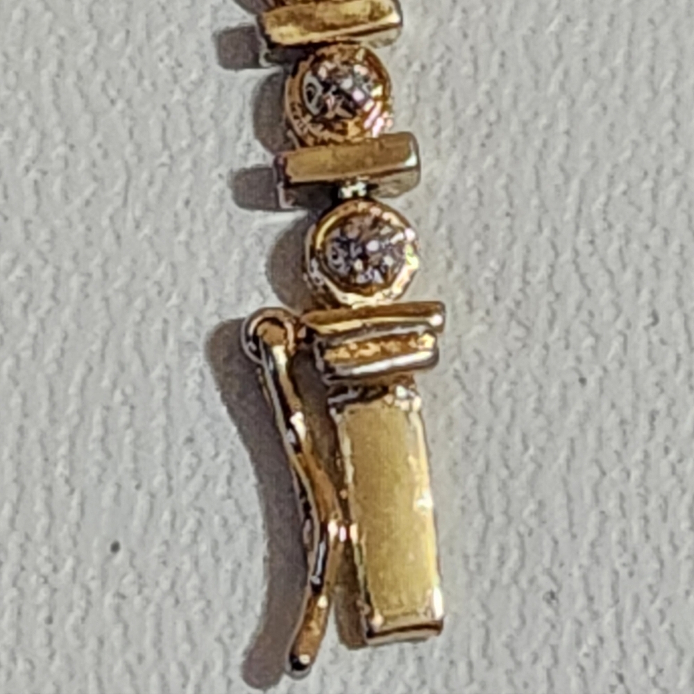 Vintage Gold Tone Sterling Silver Tennis Bracelet - Picture 8 of 11